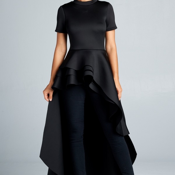 Tops - FLASH SALE TODAY ONLY Black High Low Peplum Top